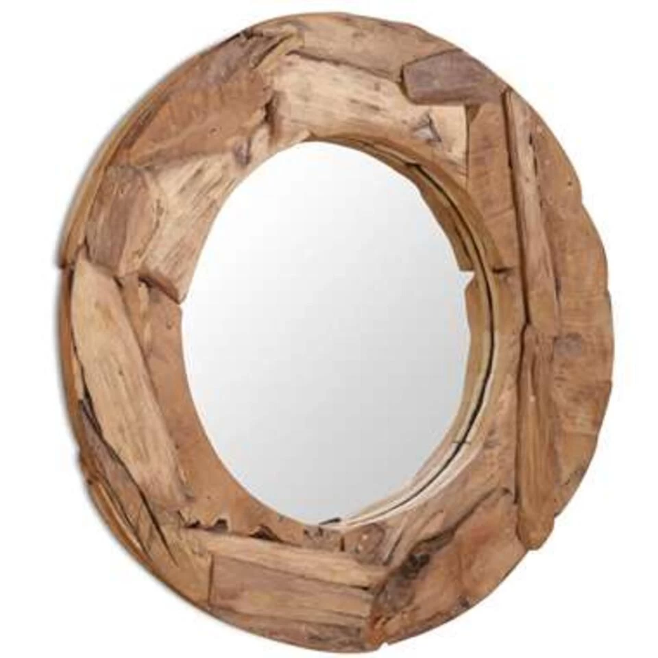 VidaXL Decoratieve Spiegel Rond 80 Cm Teakhout 4 VidaXL Decoratieve Spiegel Rond 80 Cm Teakhout - Afbeelding 4
