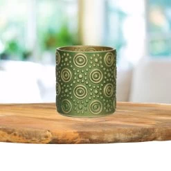Countryfield Theelichthouder/kaarsenhouder - Olijfgroen/goud - H8 Cm -Home Decoration Store 014da4cd42a045e99838a70b7e244a06
