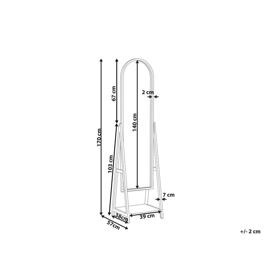 Beliani Staande Spiegel CHAMBERY - Lichte Houtkleur Paulowniahout 3 Beliani Staande Spiegel CHAMBERY - Lichte Houtkleur Paulowniahout - Afbeelding 3