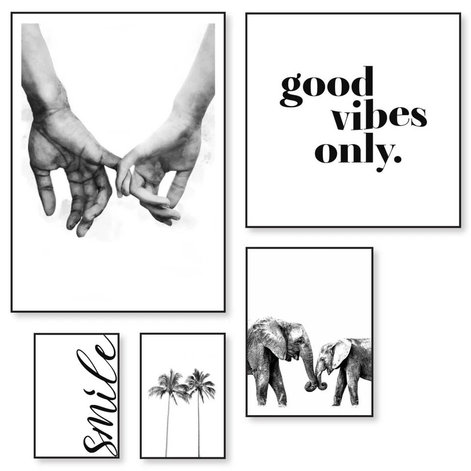 Set Poster Met Lijst - Gelukkig 1 Set Poster Met Lijst - Gelukkig