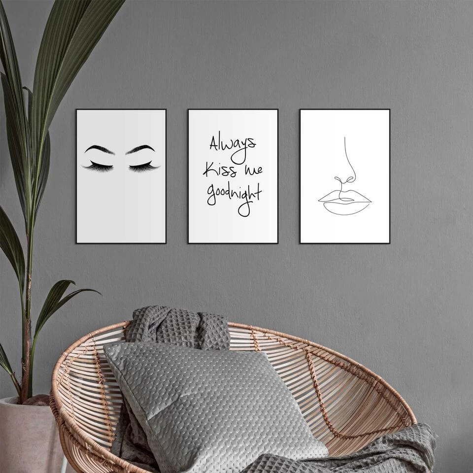 Set Poster Met Lijst - Kus 1 2 Set Poster Met Lijst - Kus 1 - Afbeelding 2