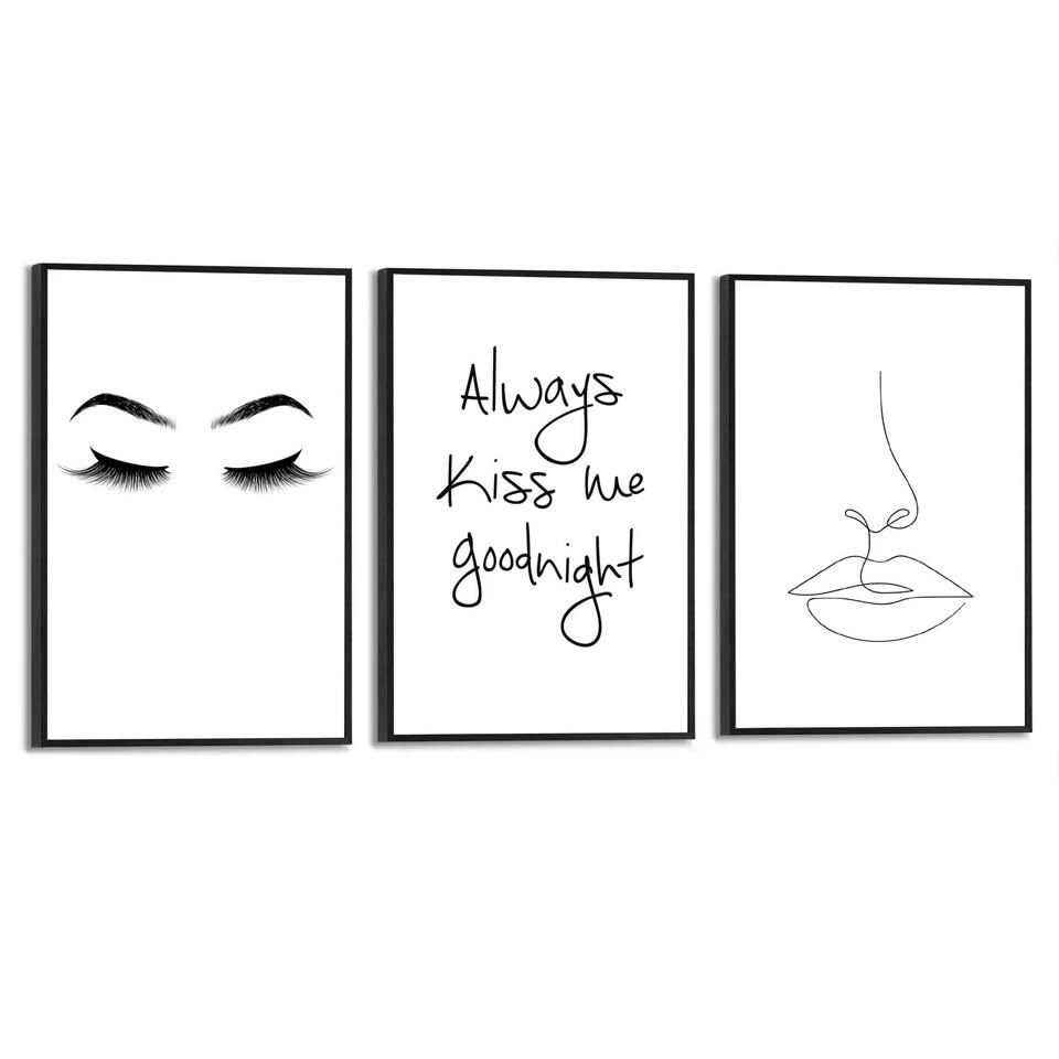 Set Poster Met Lijst - Kus 1 1 Set Poster Met Lijst - Kus 1