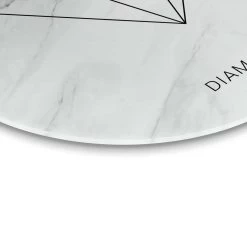 Glasschilderij Kubistische Diamant Ø 70 Cm Wit -Home Decoration Store 1000008916 0103