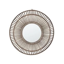 Beliani Wandspiegel BLASITO - Donkere Houtkleur Bamboehout