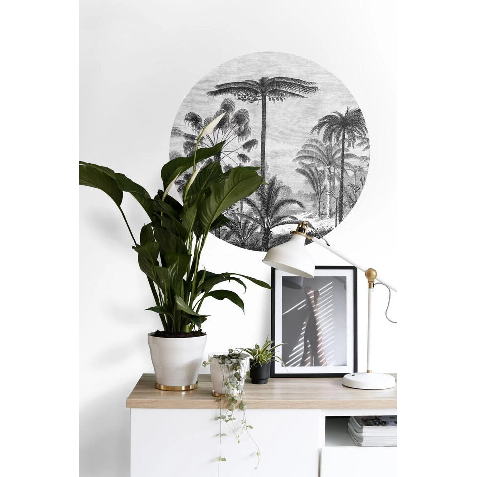 ESTAhome Zelfklevende Behangcirkel - Tropisch Landschap Met Palmbomen 2 ESTAhome Zelfklevende Behangcirkel - Tropisch Landschap Met Palmbomen - Afbeelding 2