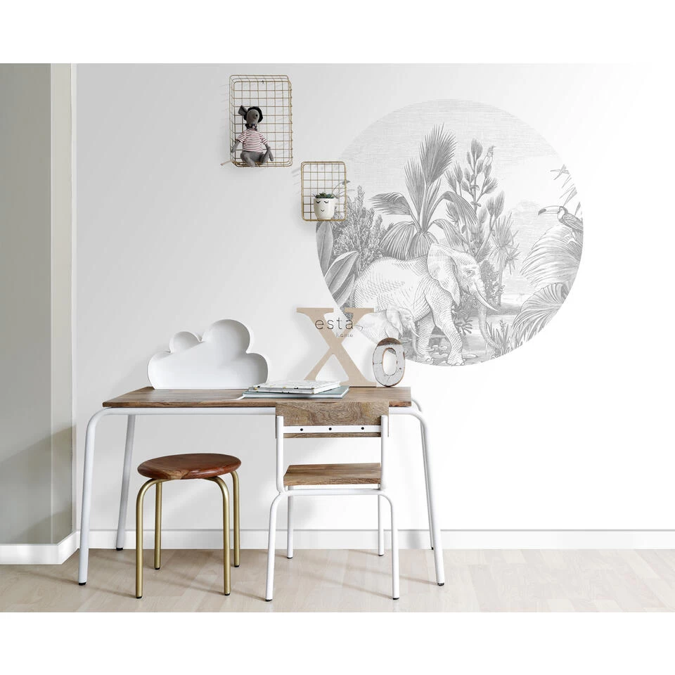 ESTAhome Zelfklevende Behangcirkel - Jungle-motief - Grijs - Ø 70 Cm - 159075 2 ESTAhome Zelfklevende Behangcirkel - Jungle-motief - Grijs - Ø 70 Cm - 159075 - Afbeelding 2