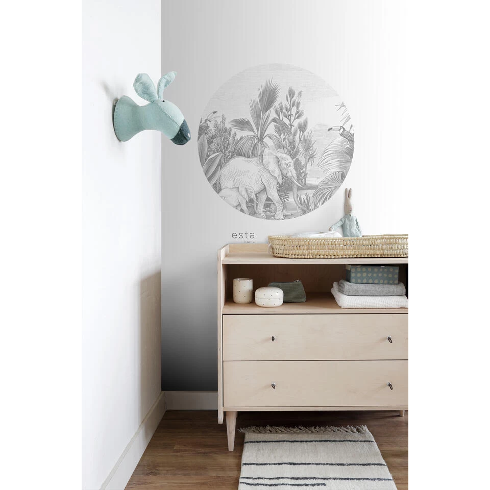 ESTAhome Zelfklevende Behangcirkel - Jungle-motief - Grijs - Ø 70 Cm - 159075 3 ESTAhome Zelfklevende Behangcirkel - Jungle-motief - Grijs - Ø 70 Cm - 159075 - Afbeelding 3