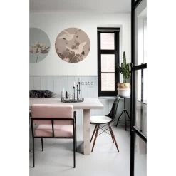 ESTAhome Zelfklevende Behangcirkel - Kraanvogels - Grijs Roze - Ø 70 Cm - 158995 -Home Decoration Store 1000013328 0103