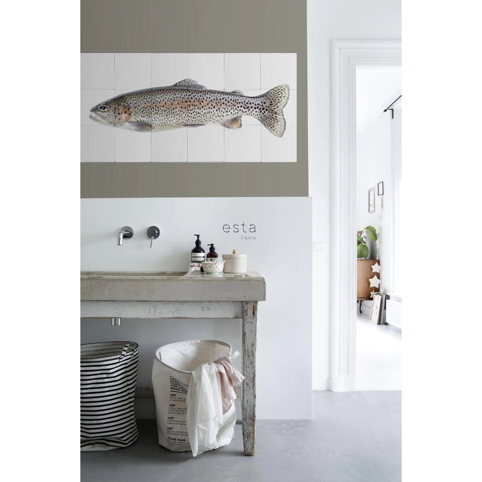 ESTAhome Muursticker - Vis - Warm Grijs En Zalm Roze - 97 X 48,5 Cm - 159031 3 ESTAhome Muursticker - Vis - Warm Grijs En Zalm Roze - 97 X 48,5 Cm - 159031 - Afbeelding 3