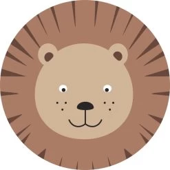 ESTAhome Zelfklevende Behangcirkel - Dierenkoppen - Bruin En Beige - Ø 70 Cm