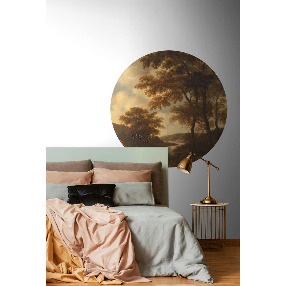 ESTAhome Zelfklevende Behangcirkel - Bosrijk Landschap - Oranje - Ø 140 Cm 2 ESTAhome Zelfklevende Behangcirkel - Bosrijk Landschap - Oranje - Ø 140 Cm - Afbeelding 2