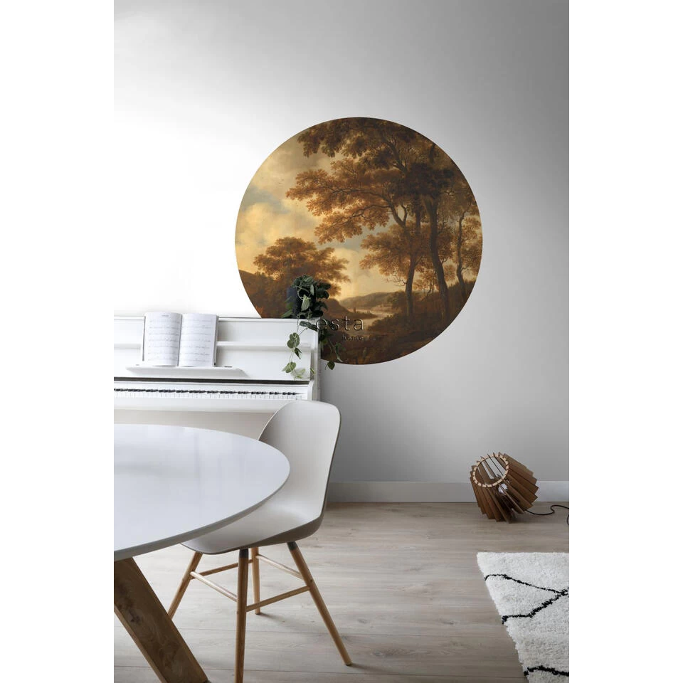 ESTAhome Zelfklevende Behangcirkel - Bosrijk Landschap - Oranje - Ø 140 Cm 3 ESTAhome Zelfklevende Behangcirkel - Bosrijk Landschap - Oranje - Ø 140 Cm - Afbeelding 3