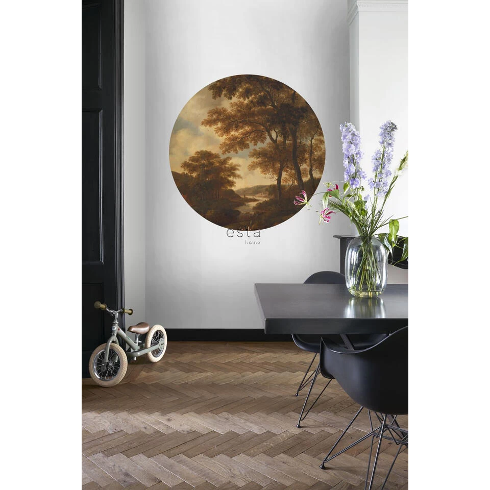 ESTAhome Zelfklevende Behangcirkel - Bosrijk Landschap - Oranje - Ø 140 Cm 4 ESTAhome Zelfklevende Behangcirkel - Bosrijk Landschap - Oranje - Ø 140 Cm - Afbeelding 4