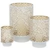 Deco By Boltze Windlichten - 3 Stuks - Metaal - Wit Met Goudkleurig