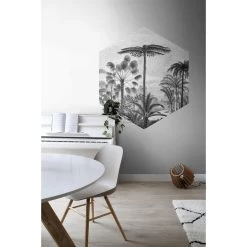 ESTAhome Muursticker - Tropisch Landschap Met Palmbomen - Zwart Wit -Home Decoration Store 1000017876 0102