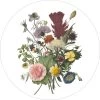 ESTAhome Zelfklevende Behangcirkel - Boeket - Groen, Roze En Geel - Ø 140 Cm