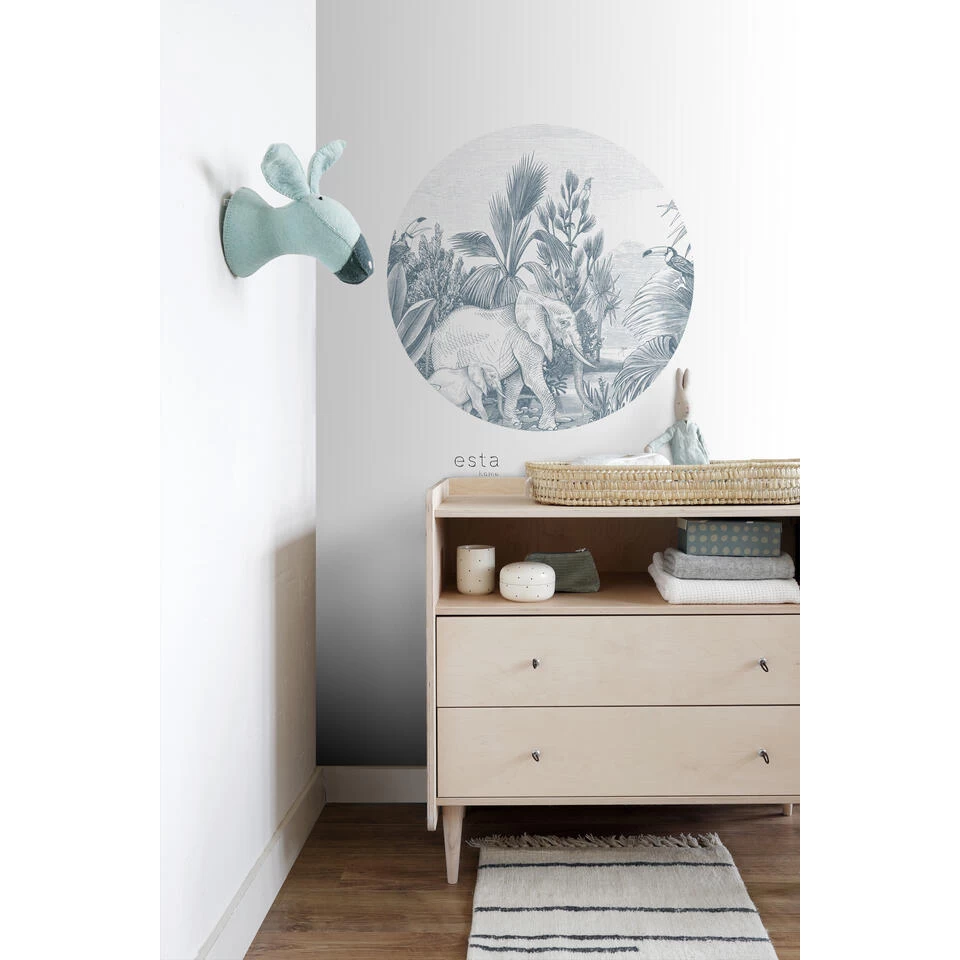 ESTAhome Zelfklevende Behangcirkel - Jungle-motief - Blauw - Ø 70 Cm - 159078 2 ESTAhome Zelfklevende Behangcirkel - Jungle-motief - Blauw - Ø 70 Cm - 159078 - Afbeelding 2