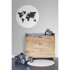 ESTAhome Zelfklevende Behangcirkel - Wereldkaart - Zwart Wit - Ø 70 Cm - 158985 -Home Decoration Store 1000017986 0102