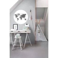ESTAhome Zelfklevende Behangcirkel - Wereldkaart - Zwart Wit - Ø 70 Cm - 158985 -Home Decoration Store 1000017986 0103