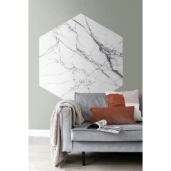 ESTAhome Muursticker - Marmer - Zwart Wit - 140 X 161 Cm - 159026 -Home Decoration Store 1000018058 0103