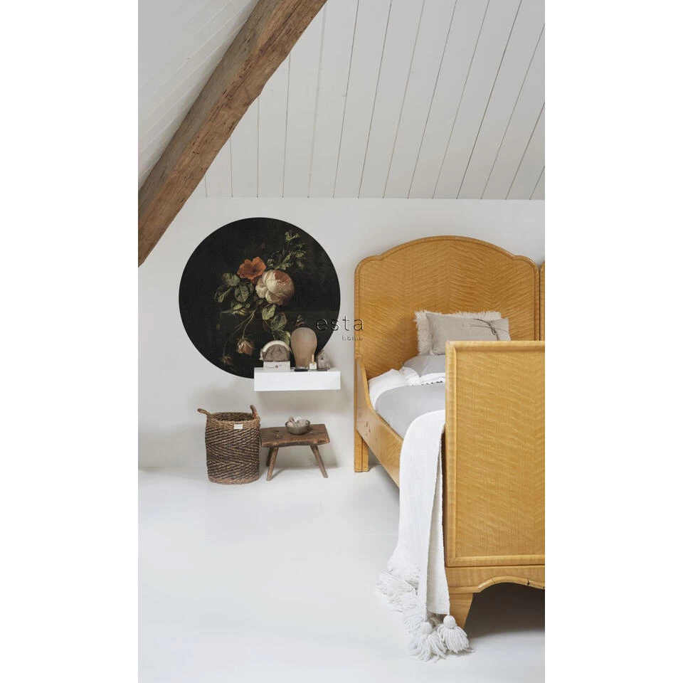 ESTAhome Zelfklevende Behangcirkel - Bloemstilleven - Donker Rood En Zwart 4 ESTAhome Zelfklevende Behangcirkel - Bloemstilleven - Donker Rood En Zwart - Afbeelding 4