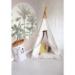 ESTAhome Zelfklevende Behangcirkel - Palmbomen - Lichtbeige En Vergrijsd Groen -Home Decoration Store 1000018101 0103