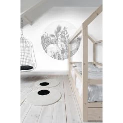 ESTAhome Zelfklevende Behangcirkel - Jungle-motief - Grijs - Ø 140 Cm - 159086 -Home Decoration Store 1000018140 0102