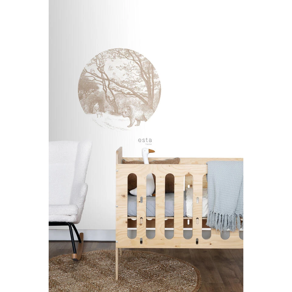 ESTAhome Zelfklevende Behangcirkel - Bos Met Bosdieren - Beige - Ø 70 Cm 3 ESTAhome Zelfklevende Behangcirkel - Bos Met Bosdieren - Beige - Ø 70 Cm - Afbeelding 3
