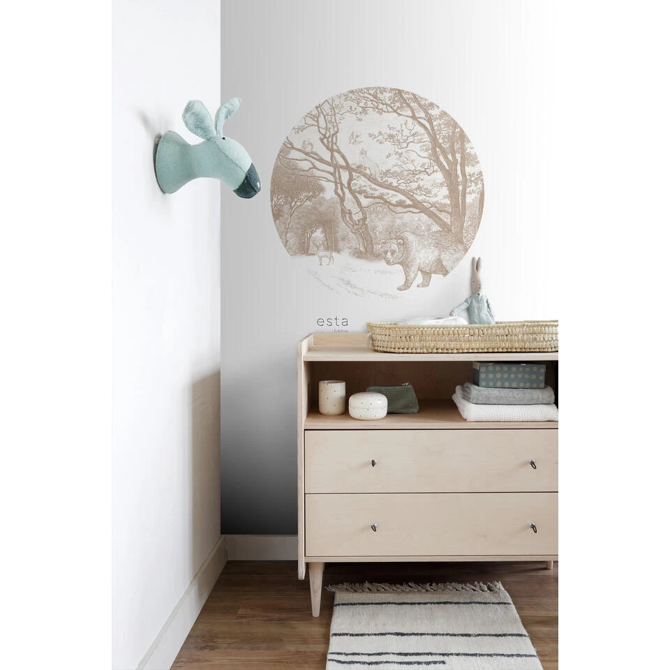 ESTAhome Zelfklevende Behangcirkel - Bos Met Bosdieren - Beige - Ø 70 Cm 4 ESTAhome Zelfklevende Behangcirkel - Bos Met Bosdieren - Beige - Ø 70 Cm - Afbeelding 4