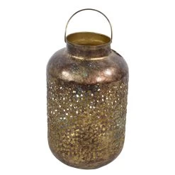 Lesi Living Lantaarn - Metaal - Vintage Look - Goudkleurig - 32 Cm