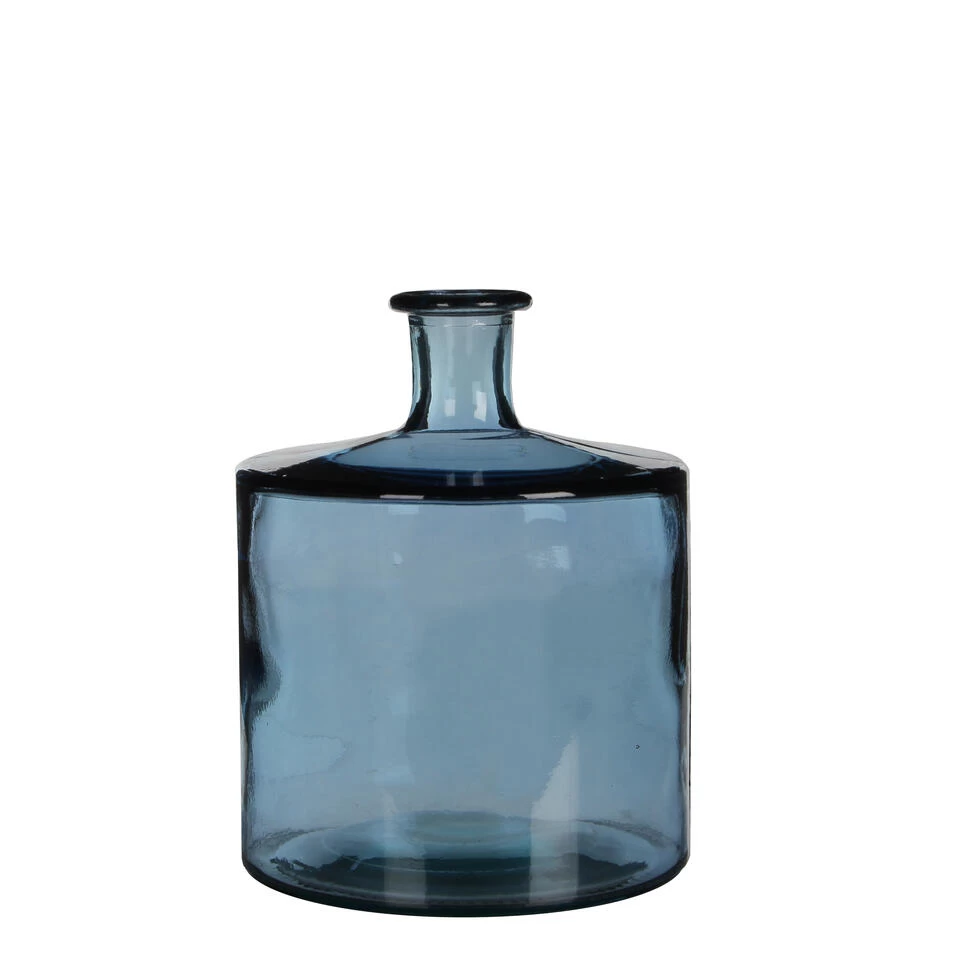 Mica Decorations Guan Glazen Fles - H26 X Ø21 Cm - Blauw 1 Mica Decorations Guan Glazen Fles - H26 X Ø21 Cm - Blauw