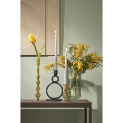 Mica Decorations Trent Kandelaar - H33 X Ø9 Cm - Glas - Lichtgeel -Home Decoration Store 1000032209 0103