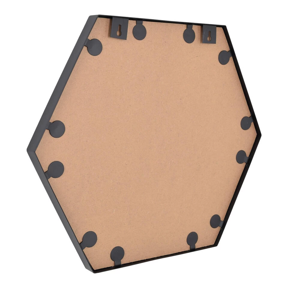 LOFT42 Wandspiegel Zeshoek Large - Zwart - 58x50 4 LOFT42 Wandspiegel Zeshoek Large - Zwart - 58x50 - Afbeelding 4
