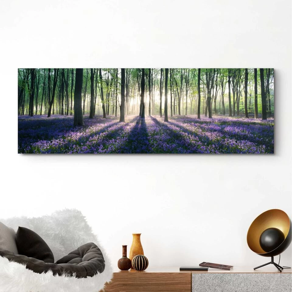 Schilderij Voorjaar In Het Bos 52x156 Cm Paars 2 Schilderij Voorjaar In Het Bos 52x156 Cm Paars - Afbeelding 2