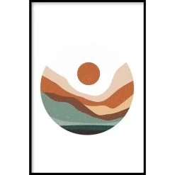 Walljar - Desert Sunrise - Poster Met Lijst / 40 X 60 Cm