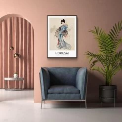 Walljar - Katsushika Hokusai - Woman - Poster Met Lijst / 40 X 60 Cm -Home Decoration Store 1000036866 0102