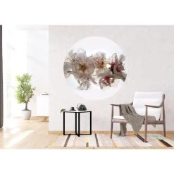 Sanders & Sanders Zelfklevende Behangcirkel - Bloemen - Wit En Roze - Ø 140 Cm -Home Decoration Store 1000037742 0103