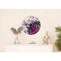 Sanders & Sanders Zelfklevende Behangcirkel - Bloemen - Paars En Roze - Ø 70 Cm -Home Decoration Store 1000037755 0102