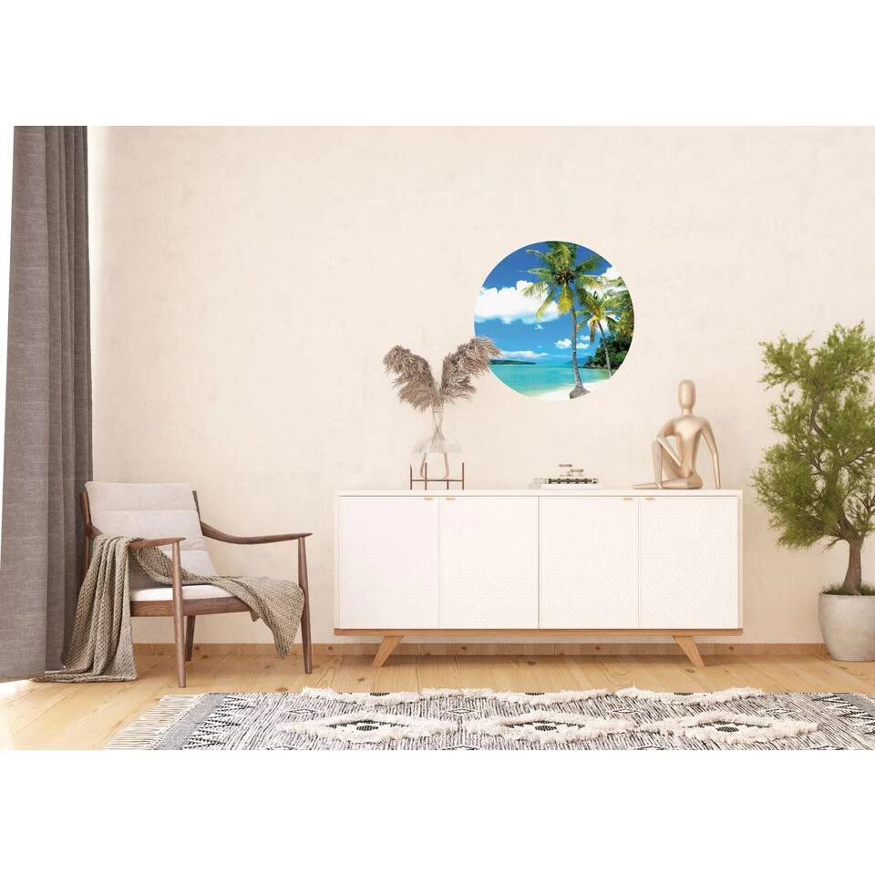 Sanders & Sanders Zelfklevende Behangcirkel - Tropisch Landschap Met Palmbomen 2 Sanders & Sanders Zelfklevende Behangcirkel - Tropisch Landschap Met Palmbomen - Afbeelding 2