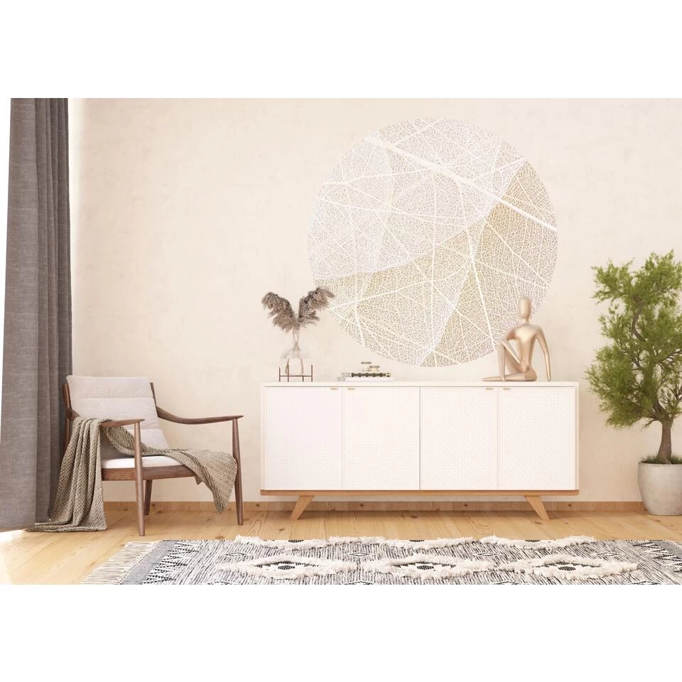 Sanders & Sanders Zelfklevende Behangcirkel - Bladeren - Beige En Wit 4 Sanders & Sanders Zelfklevende Behangcirkel - Bladeren - Beige En Wit - Afbeelding 4