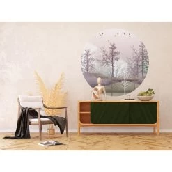 Sanders & Sanders Zelfklevende Behangcirkel - Berglandschap Met Bomen -Home Decoration Store 1000037808 0102