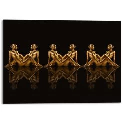 Plexiglasschilderij Vrouwen In Goud 100x140 Cm Zwart