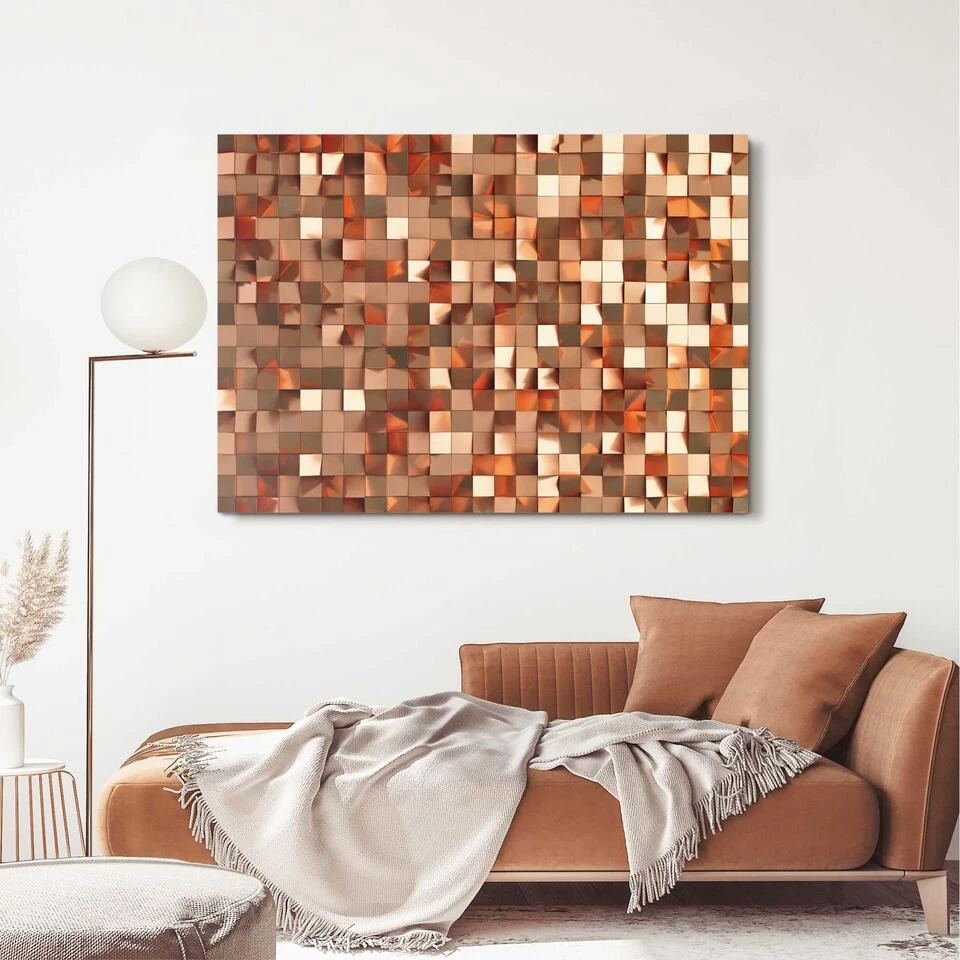 Plexiglasschilderij Kubistisch Goud 100x140 Cm Goudkleurig 2 Plexiglasschilderij Kubistisch Goud 100x140 Cm Goudkleurig - Afbeelding 2