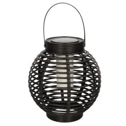 Anna's Collection Lantaarn - Solar - Zwart - Rond - Vlameffect - 23cm