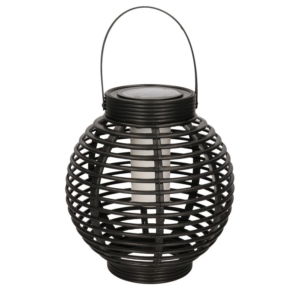 Anna's Collection Lantaarn - Solar - Zwart - Rond - Vlameffect - 23cm 1 Anna's Collection Lantaarn - Solar - Zwart - Rond - Vlameffect - 23cm