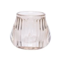 Cosy @ Home Theelichthouder - Glas - Beige - Rond - 8 Cm