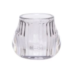 Cosy @ Home Theelichthouder - Glas - Grijs - Rond - 8 Cm