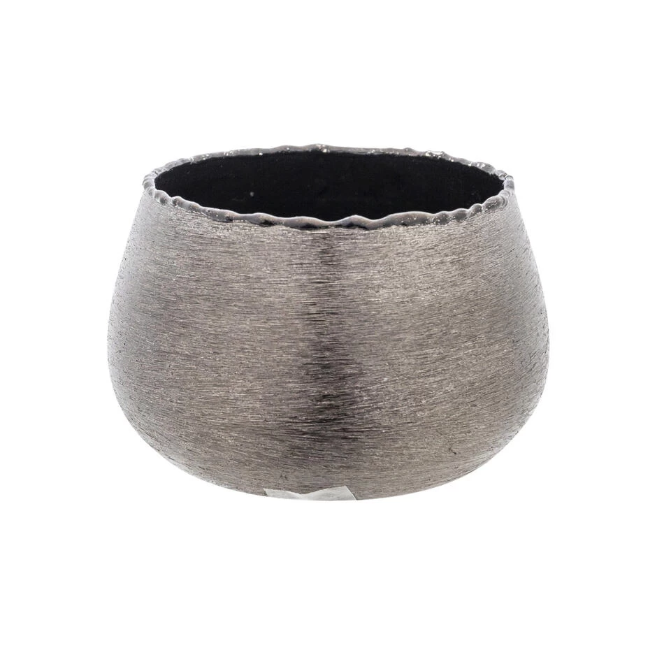 Cosy @ Home Waxinelichthouder - Zilver Met Zwart - Aluminium - 10 Cm 1 Cosy @ Home Waxinelichthouder - Zilver Met Zwart - Aluminium - 10 Cm