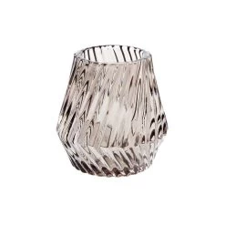 Cosy @ Home Theelichthouder - Glas - Bruin - Rond - 9 Cm