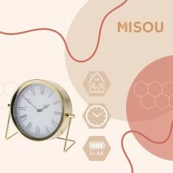 Orange85 Tafelklok Goud Metaal 16 Cm Klokken Binnen Decoratieve Accessoires -Home Decoration Store 1000040315 0111